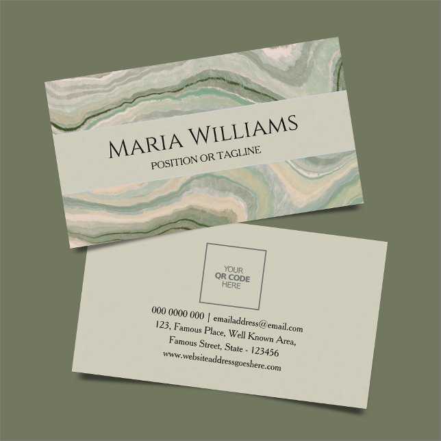 Minimalistische Visitenkarte - Marmormuster | DP7 (teal, bottle green, olive green, business card online template, best, minimal visiting card, unique,)
