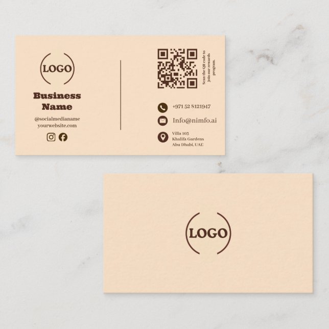Minimalistische Visitenkarte mit QR-Code für Beloh (Vorne/Hinten)