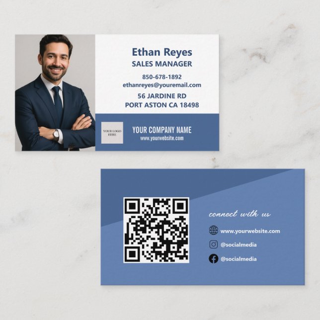 Minimalistische Visitenkarte QR-Code Social Medias (Vorne/Hinten)