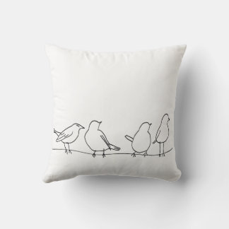 Minimalistische Vögel auf einer Drahtlinie Kunst a Kissen