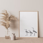 Minimalistische Vogelkunst in Schwarz und Weiß Zei Poster<br><div class="desc">Eine moderne minimalistische Linienkunst,  die von einem Trio von Vögeln in Schwarz und Weiß zeichne.</div>