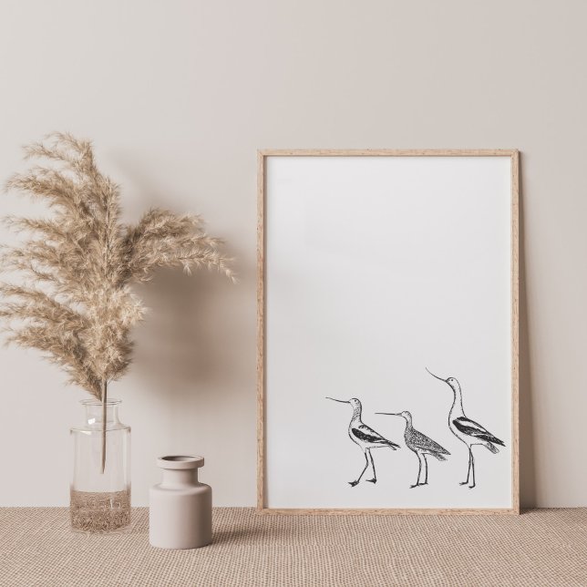 Minimalistische Vogelkunst in Schwarz und Weiß Zei Poster (Von Creator hochgeladen)