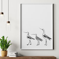 Minimalistische Vogelkunst in Schwarz und Weiß Zei