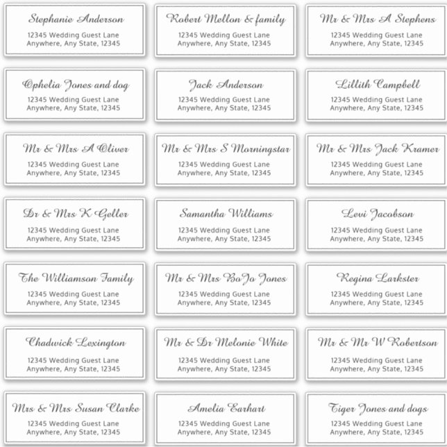 Minimalistische Voradressierte Gastadresse Aufkleber (Vorderseite)