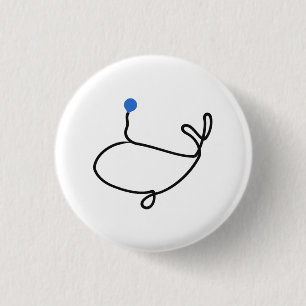 Minimalistische Wal-Ein-Linien-Kunst mit blauem Wa Button