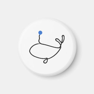 Minimalistische Wal-Ein-Linien-Kunst mit blauem Wa Magnet