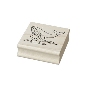 Minimalistische Wal-Linienkunst – Ozeantier  Gummistempel