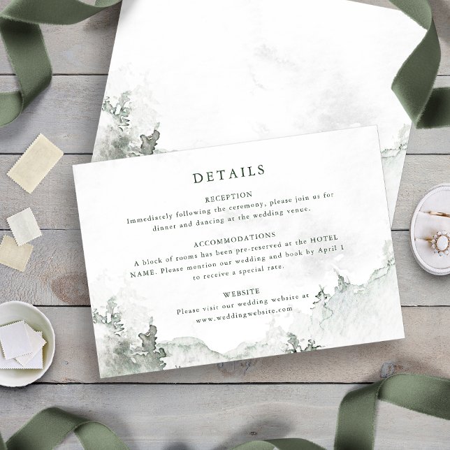 Minimalistische Walddetailhochzeit Begleitkarte (Minimalist Forest Detail Wedding Enclosure Card
)