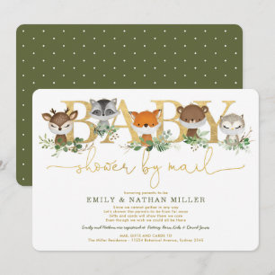 Minimalistische Waldflächen-Kinderdusche per Post Einladung