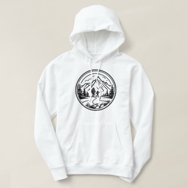 Minimalistische Wanderer auf dem Landschaftlichen  Hoodie (Design vorne)