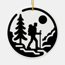 Minimalistische Wanderer-Silhouette - Naturlandsch Keramik Ornament