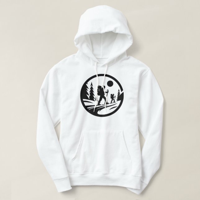 Minimalistische Wanderer Trekking Landschaftlicher Hoodie (Design vorne)