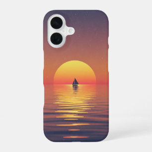 Minimalistische warme Vintage-Meereslandschaft bei iPhone 16 Hülle