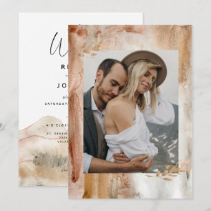 Minimalistische Wasserfarbe Abstrakte Foto Hochzei Einladung