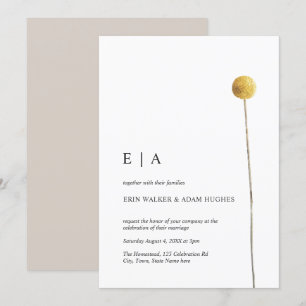 Minimalistische Wasserfarbe Blumensteppe Gelb Einf Einladung