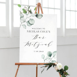 Minimalistische Wasserfarbe Eukalyptus Bar Mitzvah Poster