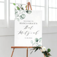 Minimalistische Wasserfarbe Eukalyptus Bat Mitzvah