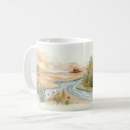 Minimalistische Wasserfarbe-Flusslandschaft-Mug-Wr Kaffeetasse
