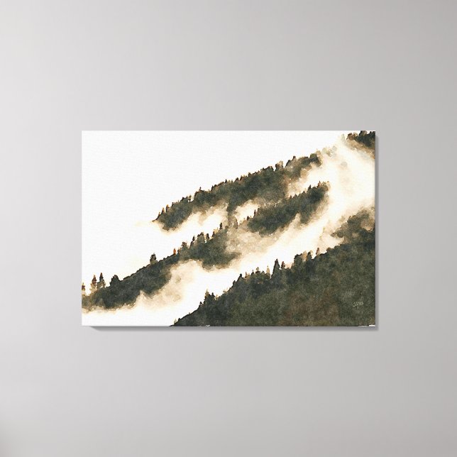 Minimalistische Wasserfarbe Misty Berg Landschaft Leinwanddruck (Vorderseite)