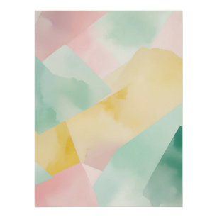 Minimalistische Wasserfarbe Pastell mit geometrisc Poster
