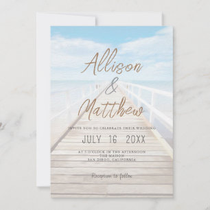 Minimalistische Wasserfarbe Strandhochzeit Einladung