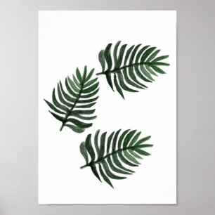 Minimalistische Wasserfarbe Tropische Palmblätter  Poster