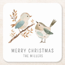Minimalistische Wasserfarbe-Vögel Frohe Weihnachte