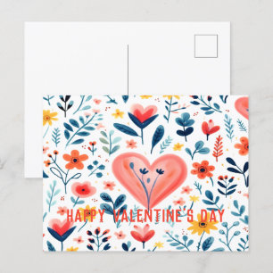 MINIMALISTISCHE WASSERFARBHERZEN FEIERTAGSPOSTKARTE