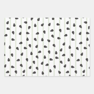 Minimalistische Wassermelonen Samen und Streifen S Geschenkpapier Set