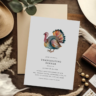 Minimalistische Watercolor-Puten-Thanksgiving-Dinn Einladung