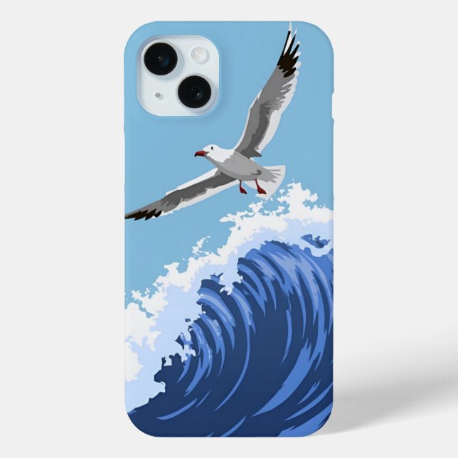 Minimalistische Waves - Gull iPhone Case (Rückseite)