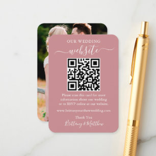 Minimalistische Wedding Website Foto QR Dusty Rose Begleitkarte