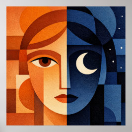 Minimalistische weibliche Gesichtskunst Terrakotta Poster