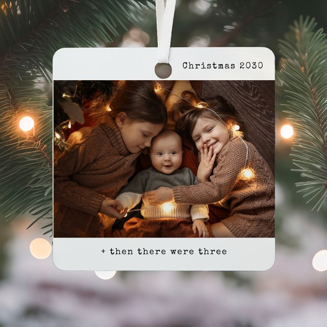 Minimalistische Weihnachten Dann gab es drei Famil Ornament Aus Metall (Von Creator hochgeladen)