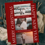 Minimalistische Weihnachten Elegante Einfache Foto<br><div class="desc">Unsere "Minimalistische Weihnachts-Elegant Simple Foto Collage Holiday Card" wurde mit einer raffinierten Kombination aus dunkelrot und weiß gestaltet und kreiert eine klassische und traditionelle Weihnachtsfotokarte. Diese elegante und elegante Grußkarte bietet einen zeitlosen Look, der perfekt ist, um Ihre warmen Wünsche zu Weihnachten und Neujahr zu senden. Mit der Karte können...</div>