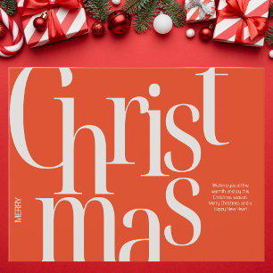 Minimalistische Weihnachten in Rot und Beige Postkarte