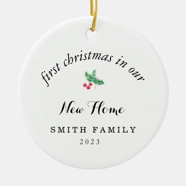 Minimalistische Weihnachten in unserem neuen Zuhau Keramik Ornament (Vorne)