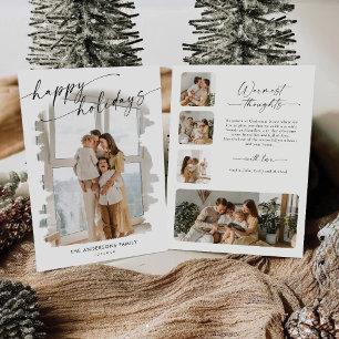 Minimalistische Weihnachten mit Fotokarte Einladung