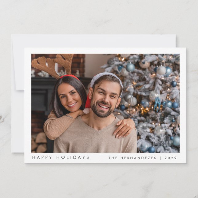 Minimalistische Weihnachten Modernes Foto Rot (Vorderseite)