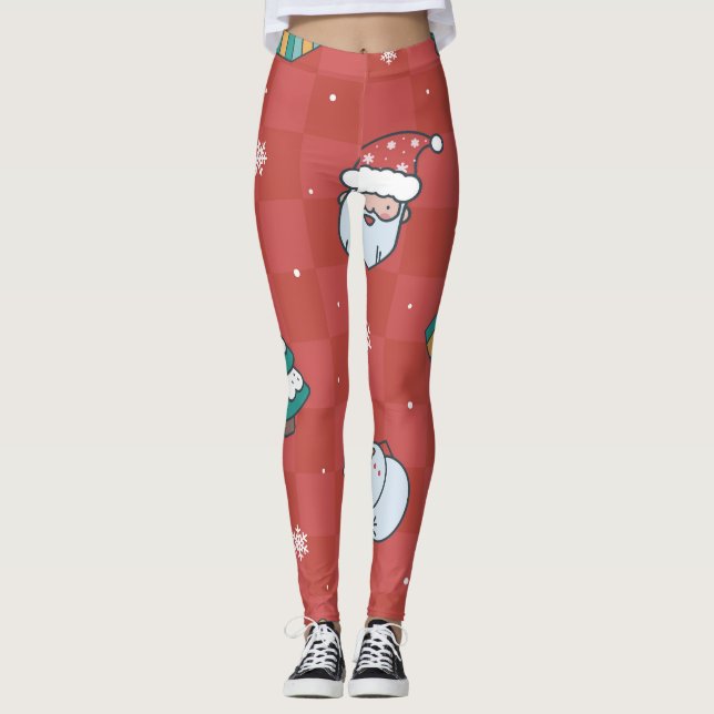 Minimalistische Weihnachten: Rotes Nahtloses Desig Leggings (Vorderseite)