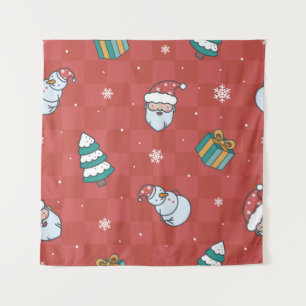 Minimalistische Weihnachten: Rotes Nahtloses Desig Wandteppich