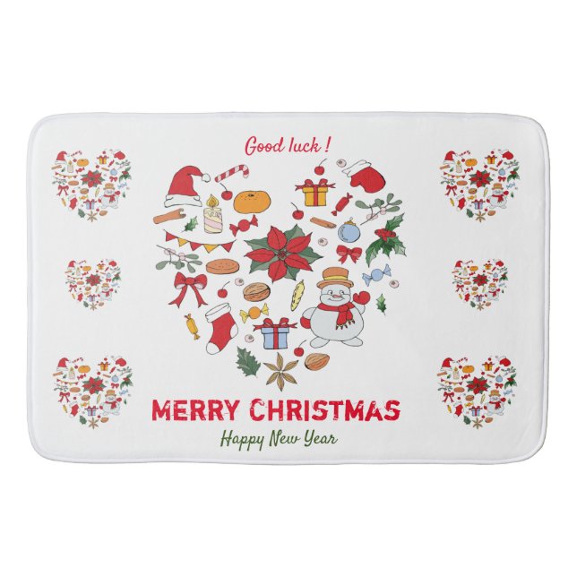 Minimalistische Weihnachten und Neues Jahr glückli Badematte (Vorderseite)