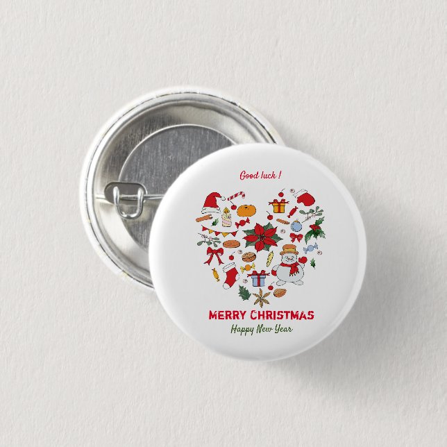 Minimalistische Weihnachten und Neues Jahr glückli Button (Vorne & Hinten)