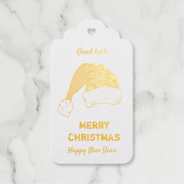 Minimalistische Weihnachten und Neues Jahr glückli Geschenkanhänger (Vorderseite)