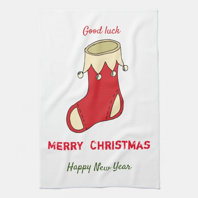 Minimalistische Weihnachten und Neues Jahr glückli Geschirrtuch (Vertikal)