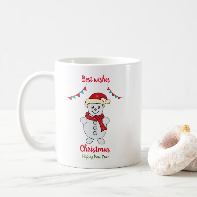 Minimalistische Weihnachten und Neues Jahr glückli Kaffeetasse (Mit Donut)