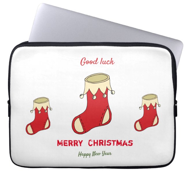 Minimalistische Weihnachten und Neues Jahr glückli Laptopschutzhülle (Vorderseite)