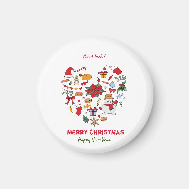 Minimalistische Weihnachten und Neues Jahr glückli Magnet (Vorne)