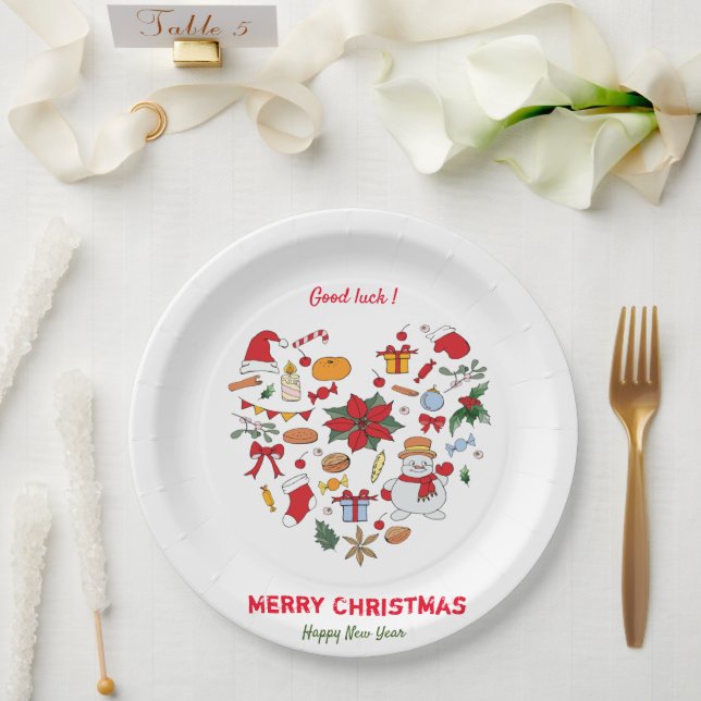 Minimalistische Weihnachten und Neues Jahr glückli Pappteller (Hochzeit)