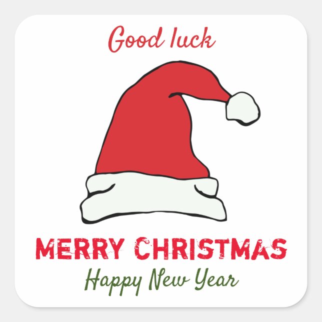 Minimalistische Weihnachten und Neues Jahr glückli Quadratischer Aufkleber (Vorderseite)